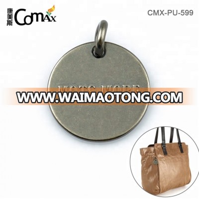 No Fade Alloy Round Charms Custom Logo Metal Hang Tag For Bags