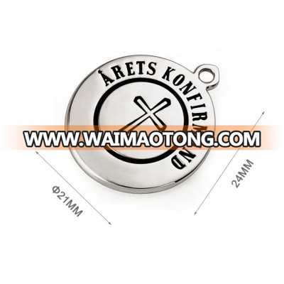 Custom Round With Engraved Logo Hang Metal Brand Logo Tag For Bags