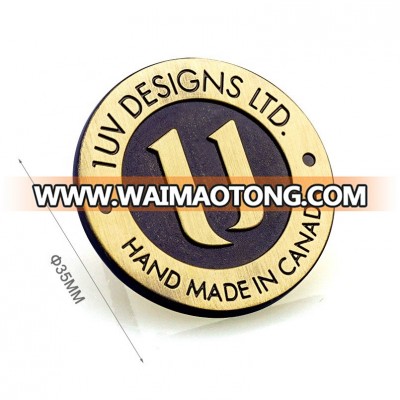 Custom Made Antique Metal Logo Plate Label Charm For Bags